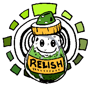 a bottle of relish with a happy face